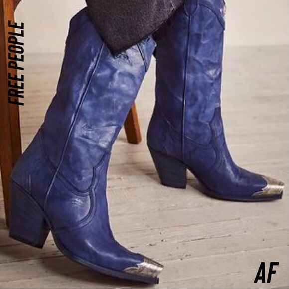 FREE PEOPLE BRAYDEN BOOTS IN BLUE - Picture 1 of 9